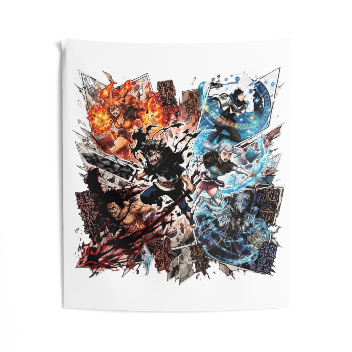Black Clover Character Collage Art Tapestry - alternate angle 1, merchandise