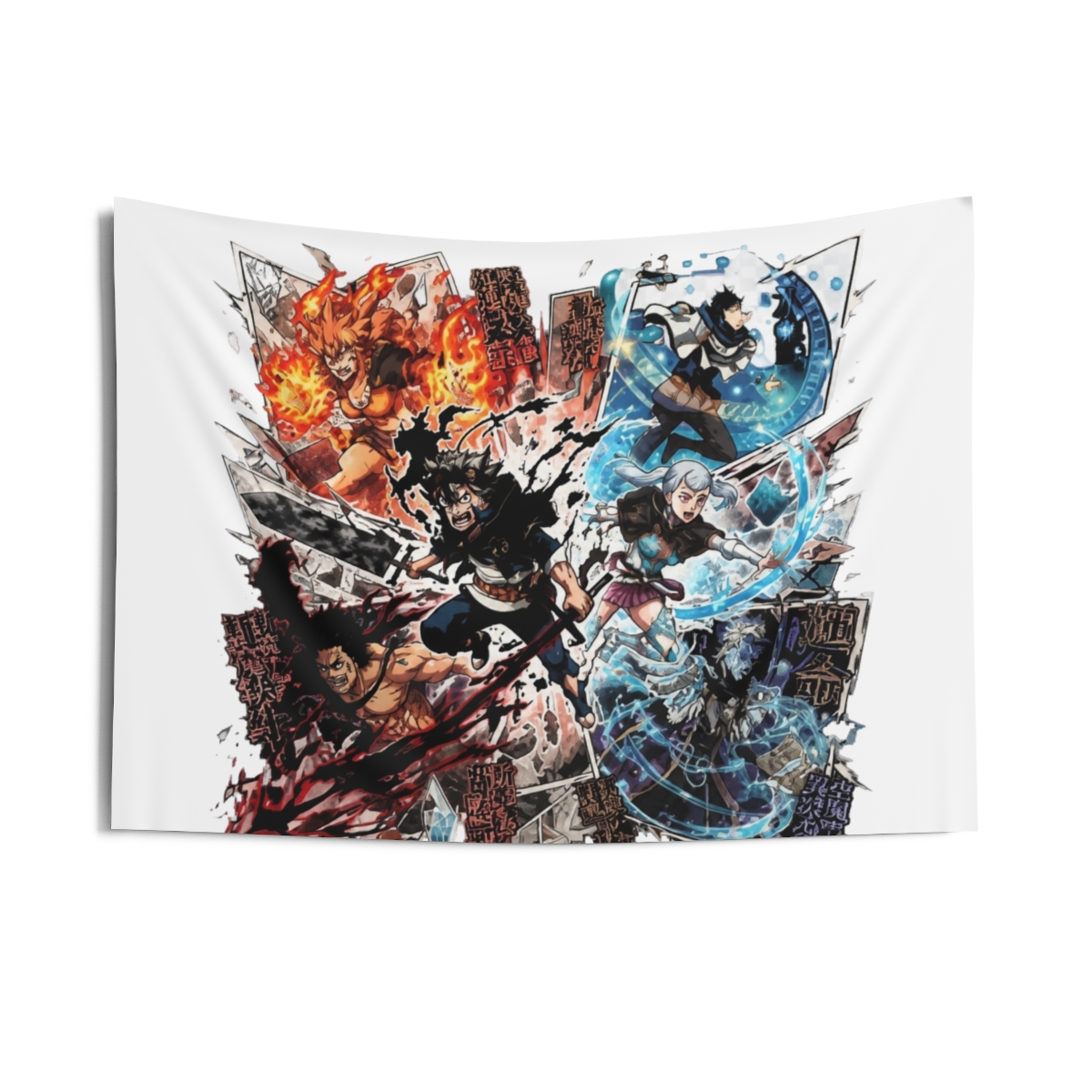 Black Clover Character Collage Art Tapestry - alternate angle 2, merchandise