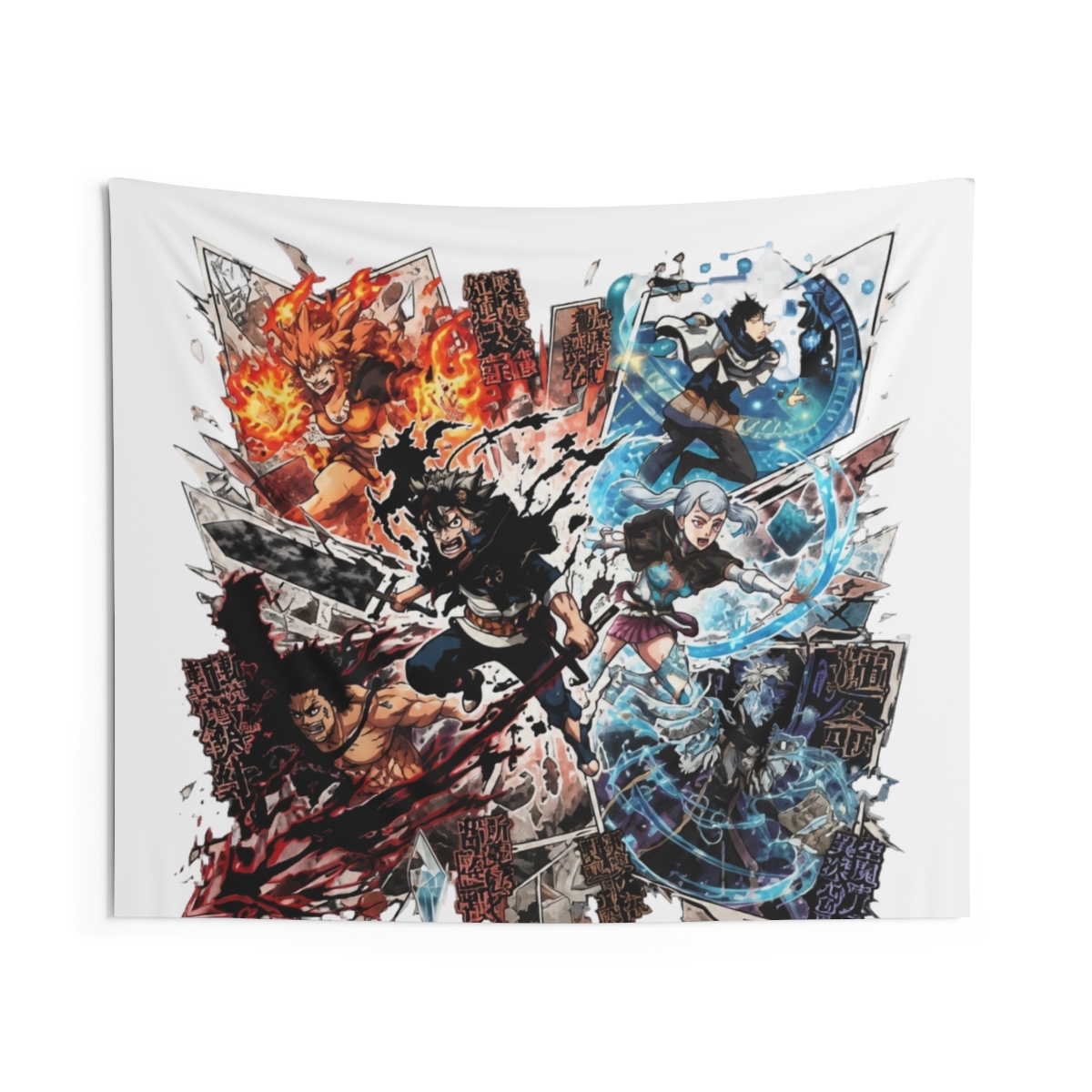 Black Clover Character Collage Art Tapestry - alternate angle 3, merchandise