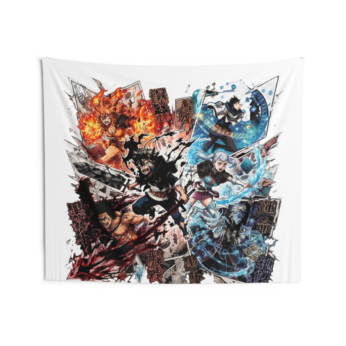 Black Clover Character Collage Art Tapestry - alternate angle 4, merchandise